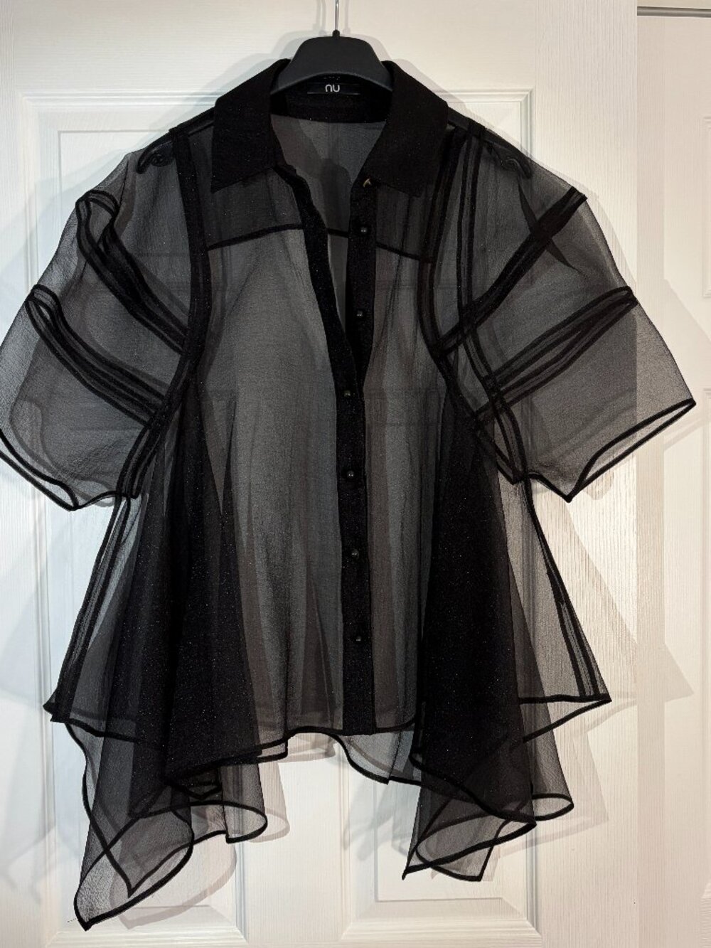 NÜ Denmark Black Sheer Oversized Asymmetric Blouse